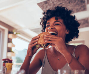 woman craving a burger